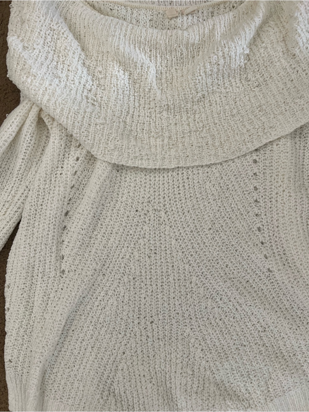 Anthropologie Off-the-Shoulder Cream Knit Sweater - Picture 2 of 2